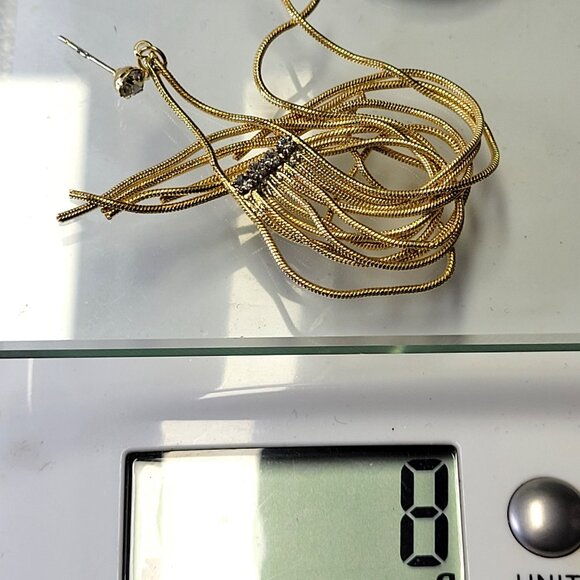 Gold Tassel Chandelier Earrings - Picture 7 of 7